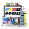 NineFit Basics Yoga Mat Holder, Yoga Mat Storage Rack, Home Gym Storage with Hooks and Wheels,Black view 3