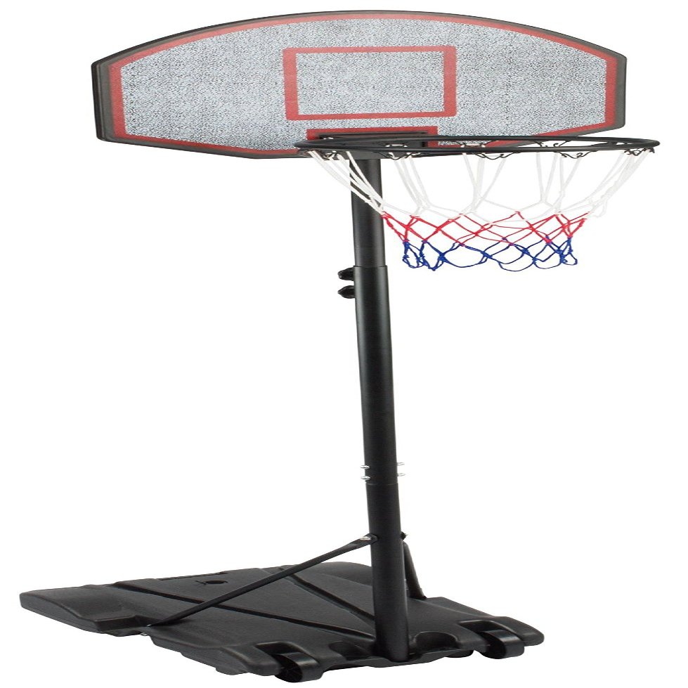 NineFit Basics Youth Portable Basketball Hoop Black White Adjustable Basketball Goal System for Indoor Outdoor, Black+Red