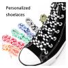 Checkered Grid Flat Shoelace Sneaker Shoe Laces Colors Shoestring Printing Ribbons Shoelaces Lacing (Color : Black white, Size : 140cm) view 4