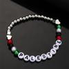 Huangshanshan Palestine Flag String Bracelet Red Black White Green Rope Braided Bangle (5336 white) view 2