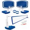 NineFit Basics Pool Side Basketball Stand+PE Backboard+PE Base+Steel Rim+Polyester Net, Blue view 1