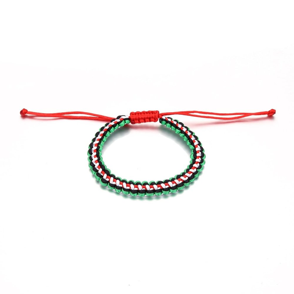 Huangshanshan Palestine Flag String Bracelet Red Black White Green Rope Braided Bangle (5343 gold)