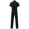 WENKOMG1 Mens Casual Overalls,Short Sleeve Zip Up Coverall Basic Work Wear Casual Slim Fit Jumpsuit Construction Pants,Captain Grand Malo Jacket for Men Long Jacket with Hood(Black,Large) view 4