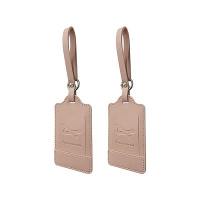 2 Pack Initial Luggage Tag PU Leather Travel Luggage TagsCute Embroidered Luggage Tags for Suitcase Travel Gifts Baggage Bag AccessoriesPink