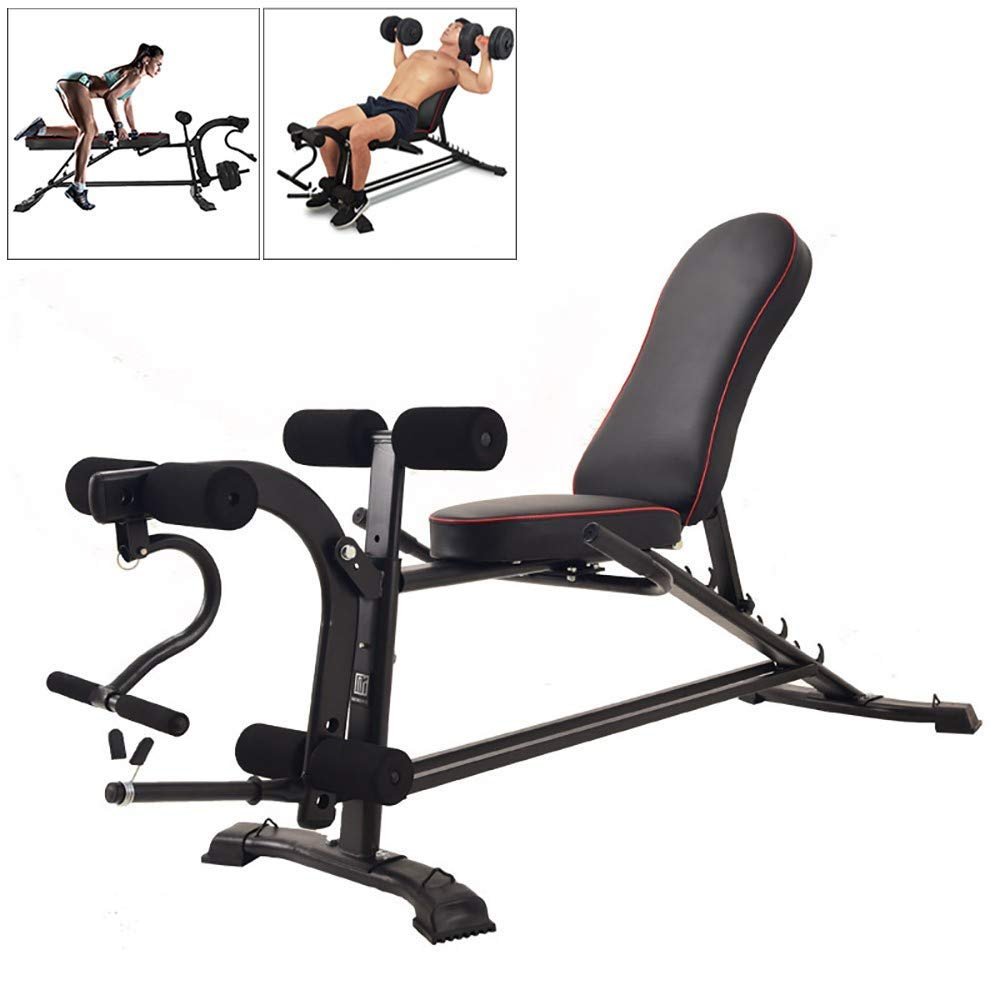 RWGOVLU Dumbbell Stool Adjustable Incline Bench Fitness Bench Flying Bird Bench Press Stool Utility Weight Benches Leg Extension and Leg Curl Comfortable Padding Multi-adjustable Backrest