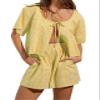 codcm Women Gingham Shorts Set Bow Tie Front Two Piece Summer Lounge Set Y2K Plaid Pajama Set(Yellow,X-Large view 2