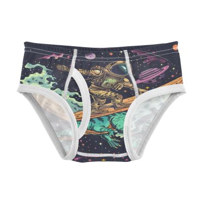 ALAZA Dinosaur Astronaut Space Boys' Briefs Soft Underwear Available in Sizes 8y Multicolor