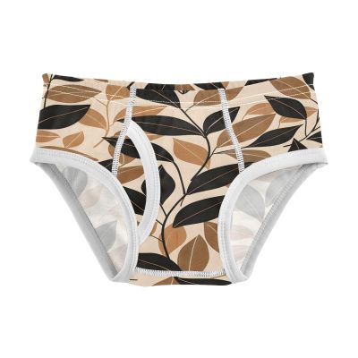 ALAZA Leaves Brown Black Boys' Briefs Soft Underwear Available in Sizes 3t
