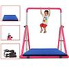 RWGOVLU Gymnastics Bar, Expandable Uneven Bars Gymnastics Triangle Mechanics Safe Stable Metal Frame with Mat for Home Training Fitness Shaping Training Monkey Bars, Pink view 1