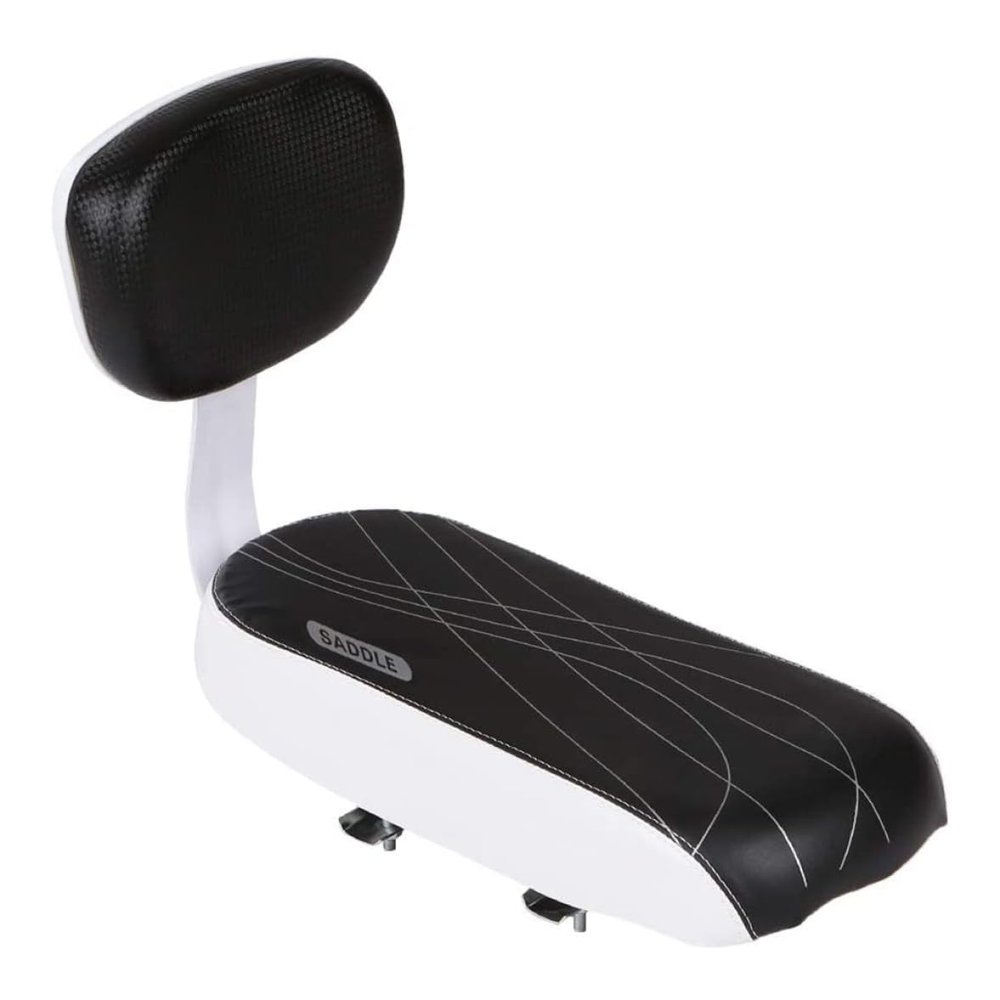 Hperu Back Seat Accessories Set Black Safety PU Leather Soft Cushion Armrest Footrest with Back Rest for Girl Woman Child Bike Seats