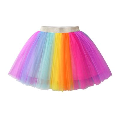 DXTON Girls Tutu Skirt Rainbow Toddler Tulle Ballet Dance Skirt for 2-8 Years SK272,7T