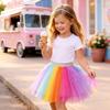 DXTON Girls Tutu Skirt Rainbow Toddler Tulle Ballet Dance Skirt for 2-8 Years SK272,7T view 2