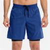 JEsilunmaMY Men's 2 in 1 Stretch Running Shorts Compression Liner Athletic Gym Shorts Lightweight Basketball Training Shorts (Dark Blue2,Large) view 2