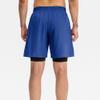JEsilunmaMY Men's 2 in 1 Stretch Running Shorts Compression Liner Athletic Gym Shorts Lightweight Basketball Training Shorts (Dark Blue2,Large) view 3