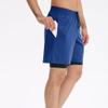 JEsilunmaMY Men's 2 in 1 Stretch Running Shorts Compression Liner Athletic Gym Shorts Lightweight Basketball Training Shorts (Dark Blue2,Large) view 4