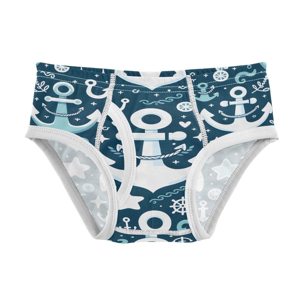 ALAZA Anchor Ship's Wheel Blue Boys' Briefs Soft Underwear Available in Sizes 6y