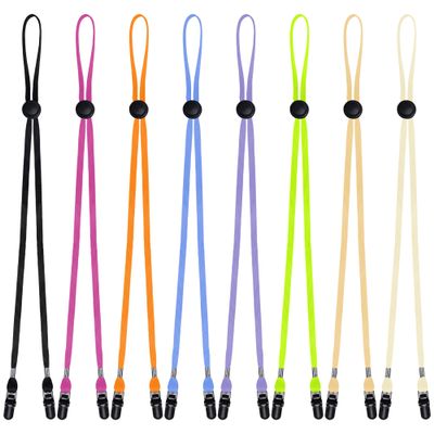 Sucrain 8 Pieces Adjustable Colorful Hat Strap Clips Hat Chin Cord for Golfing, Fishing, Boating, Hiking