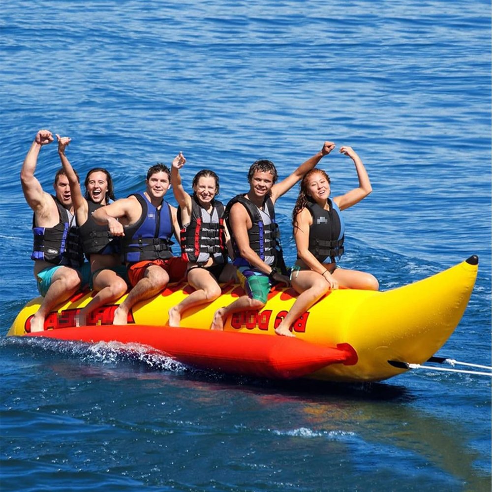 Hlixzoy Inflatable Jet Ski Tow Thickened Banana Boat for 3-6 People, Single-Row Surfing Inflatable Raft, Suitable for Adult Outdoor Water Entertainment,3 People