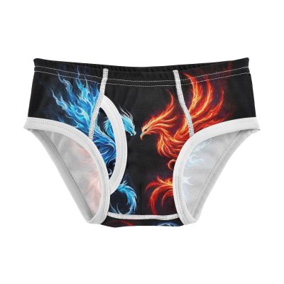 ALAZA Dragon Phoenix on Black Boys' Briefs Soft Underwear Available in Sizes 5t