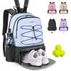 Arcoyard Tennis Bags For Women & Men, Tennis Backpack with Ventilated Shoe Compartment and Insulated Pocket, Hold 2 Rackets, Tennis Pickleball Balls and More, Blue view 1