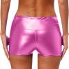 Lejafay Women's Casual Leather Liquid Shiny Metallic Mini Booty Cheeky Shorts Dance Bottoms Pants High Waist Pink A Small view 2