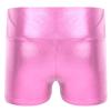 Lejafay Women's Casual Leather Liquid Shiny Metallic Mini Booty Cheeky Shorts Dance Bottoms Pants High Waist Pink A Small view 4