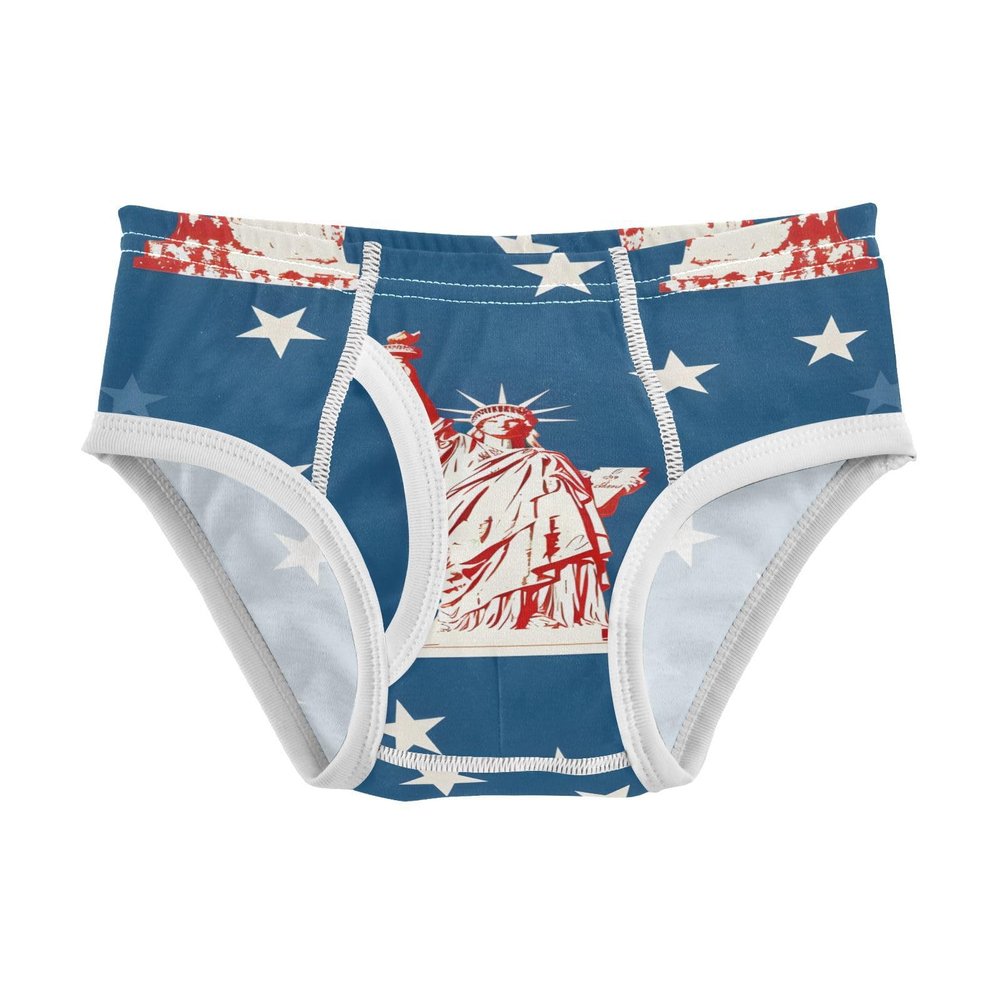 ALAZA Statue Of Liberty Star on Blue Boys' Briefs Soft Underwear Available in Sizes 4t