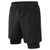 JEsilunmaMY Men's 2 in 1 Stretch Running Shorts Compression Liner Athletic Gym Shorts Lightweight Basketball Training Shorts (Black,Medium) view 1