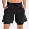 JEsilunmaMY Men's 2 in 1 Stretch Running Shorts Compression Liner Athletic Gym Shorts Lightweight Basketball Training Shorts (Black,Medium) view 2