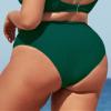 CUPSHE Women Swimsuit Plus Size Bikini Bottom High Waisted Ribbed Texture Modest Widen Band Bathing Suit, 00X Green view 2
