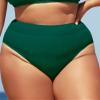 CUPSHE Women Swimsuit Plus Size Bikini Bottom High Waisted Ribbed Texture Modest Widen Band Bathing Suit, 00X Green view 3