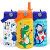 Dinosaurs Water Bottle - Dino Kids Water Bottle with Straw Lid - 12 Oz Insulated Stainless Steel Water Bottles for Kid Boys - Travel Cup for School Sports view 2