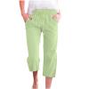 ABOUTYES Capris Pants for Women 2024 Summer Casual Stretch Cotton Linen Capri Pant Drawstring Cropped High Waisted Trousers view 1