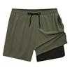 JEsilunmaMY Men's 2 in 1 Waterproof Running Shorts Quick Drying Beach Shorts with Phone Pockets Gym Athletic Workout Shorts (Army Green,Large) view 1