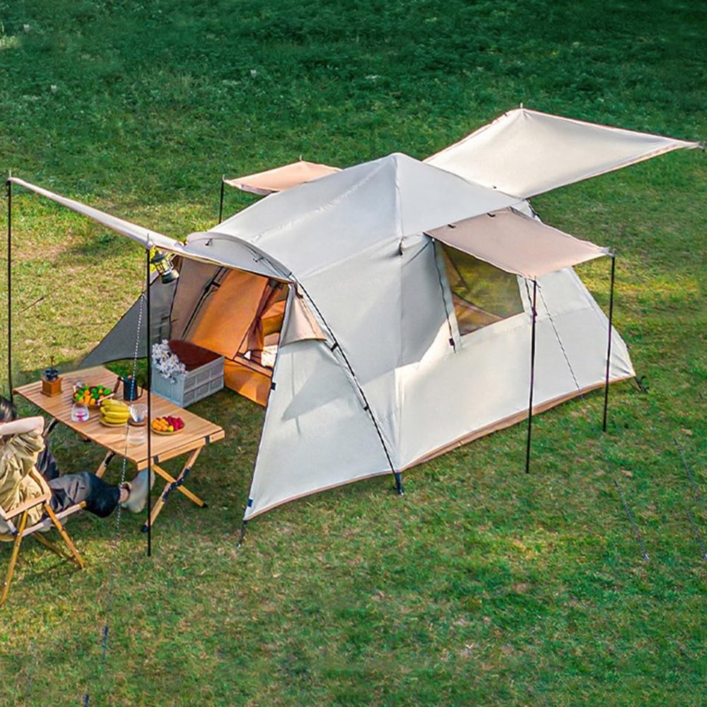 4-6 Person Camping Tents, Weather Resistant Family Tent, Beach Tents Sun Shelter Pop Up with Mesh Windows, Carry Bag, Instant Tent for Outdoor Camping, Hiking, Picnic