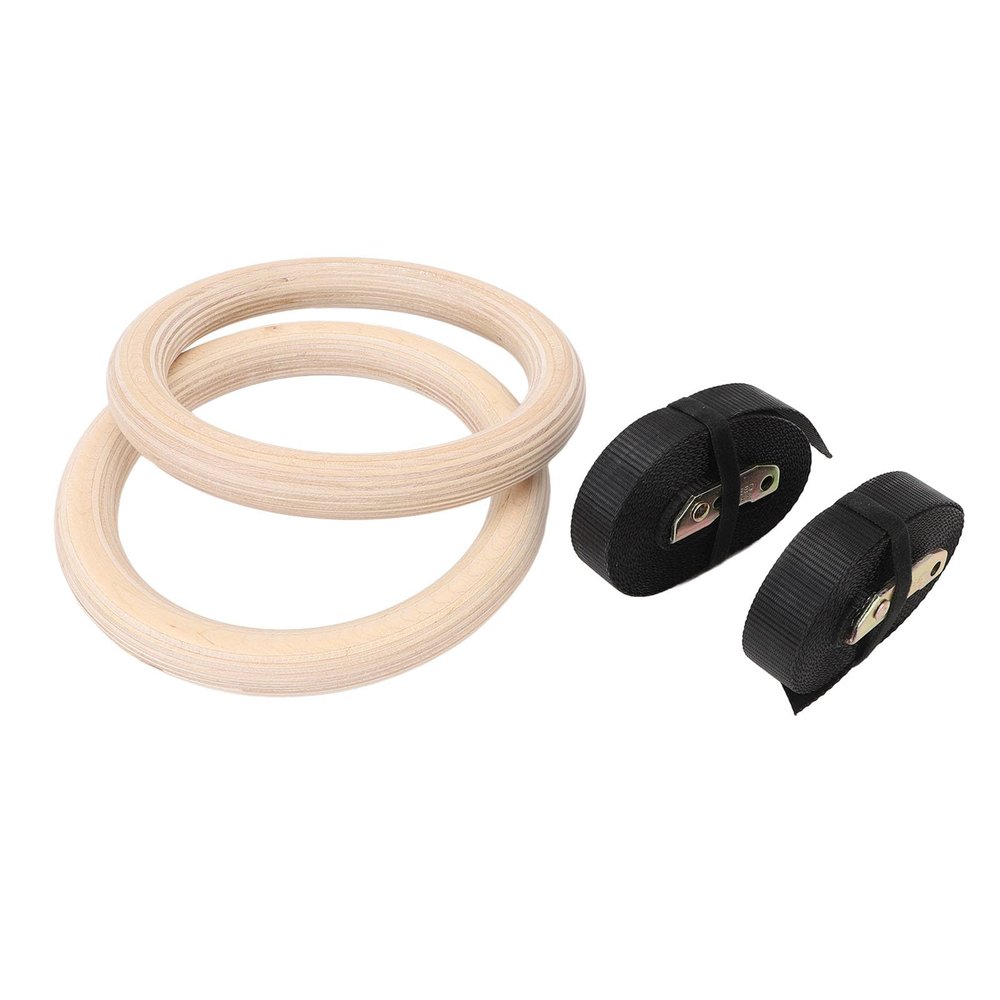 JAOCDOEN Wooden Gymnastics Rings Birch Pull Up Strength Training Bodyweight Fitness Workout Gym Rings for Outdoor