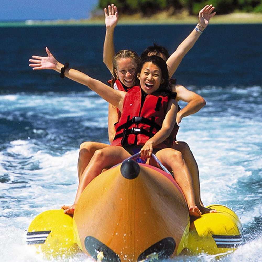 Hlixzoy Water Surfing Inflatable Banana Boat, Large Water Surfing PVC Kayak for 3-6 Persons, Suitable for Adults and Children,3 People