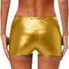 Lejafay Women's Casual Leather Liquid Shiny Metallic Mini Booty Cheeky Shorts Dance Bottoms Pants High Waist Gold A Medium view 2