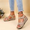 SACFOF Womens Sandals Wedge Platform Summer Ankle Strap Open Toe Wedge Dressy Sandals Comfortable Walking Low Sandals view 2
