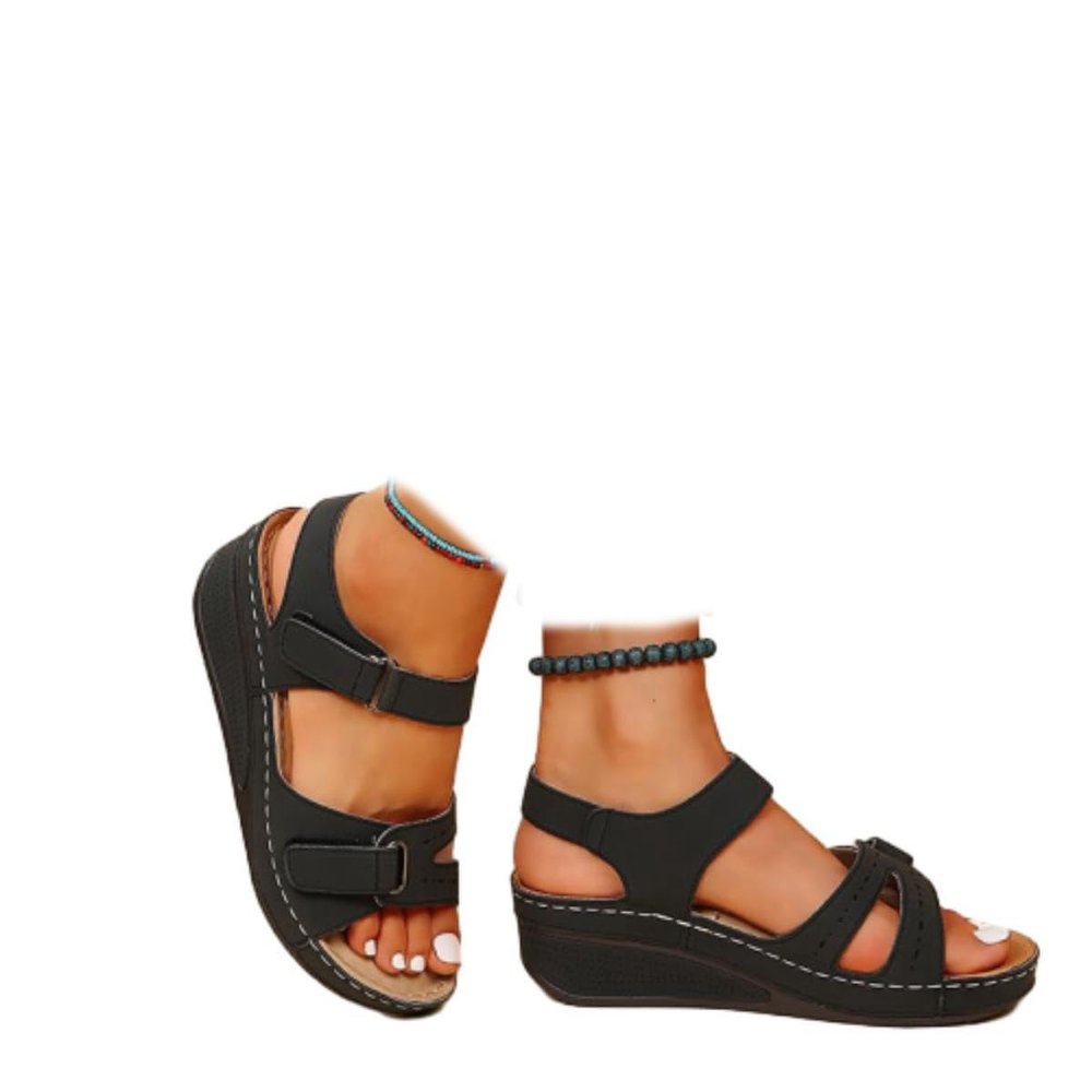 SACFOF Womens Sandals Wedge Platform Summer Ankle Strap Open Toe Wedge Dressy Sandals Comfortable Walking Low Sandals
