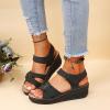 SACFOF Womens Sandals Wedge Platform Summer Ankle Strap Open Toe Wedge Dressy Sandals Comfortable Walking Low Sandals view 2