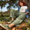 Tomosc Womens Baggy Wide Leg Pants Summer Casual Elastic Waist Palazzo Harem Pants with Pockets (4S-Green-M) view 4