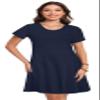 JILUVIN Summer Dresses for Women Short Sleeve Casual T Shirt Dress Loose Sundress Beach Covers Up with Pockets(Navy Blue, 2XL) view 2
