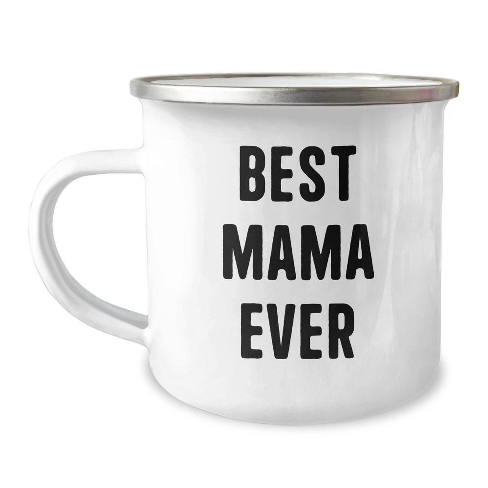 Generic Best Mama Ever Camping Mug | Cute Mother's Day Unique Gifts for Mama from Daughter | 12oz Stainless Steel Enamel Finish, White