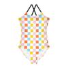 Colorful Chess Girls One Piece Swimsuits Sport Halter Swimwear Beach Bathing Suit 3T