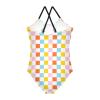 Colorful Chess Girls One Piece Swimsuits Sport Halter Swimwear Beach Bathing Suit 3T view 2