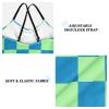 Checkerboard Girls One Piece Swimsuits Blue Pale Green Sport Halter Swimwear Beach Bathing Suit 9-10T view 3