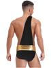 Agoky Mens Ancient Greek Roman Toga Costume One Shoulder Metallic Shiny Belt Bodysuits Outfits Black XX-Large view 2