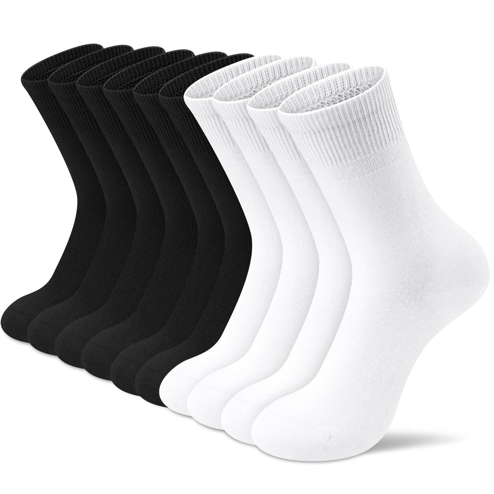 Amutost Women's Thin Cotton Crew Socks Non-Slip Heel, Breathable & Moisture-Wicking,5-Pack Anti-Slip for Workouts,Casual,Durable Washable Design