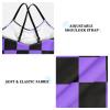 Colored Checkerboard Girls One Piece Swimsuits Purple Black Squares Sport Halter Swimwear Beach Bathing Suit 7-8T view 3